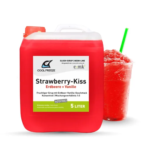 Slush Eis Sirup Erdbeere Vanille | Konzentrat 1:5 | 5L Kanister für Ninja Slush Maschine