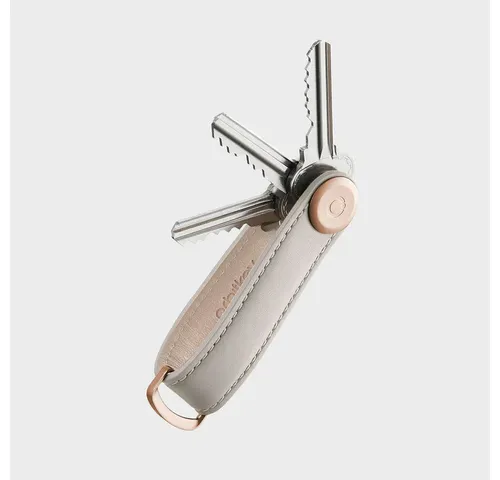 Orbitkey Leather Key Organiser - Schlüsseltasche in Stone/Grey - Elegante Schlüsseltasche aus hochwertigem Leder, organisiert Ihre Schlüssel stilvoll und platzsparend.