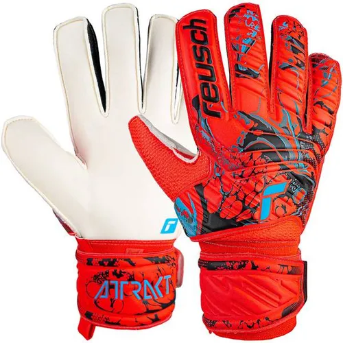 Reusch Torwarthandschuhe Attrakt Solid - 8, rot/blau - Torwarthandschuhe mit Außennaht für maximalen Ballkontakt und Fangsicherheit. Ideal für alle Wetterbedingungen und Spielfeldoberflächen, hergestellt in Deutschland von Reusch.