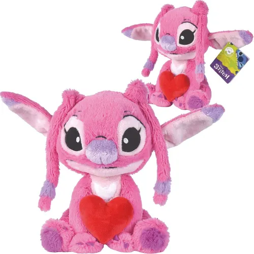 Disney Lilo & Stitch Engel mit Herz 25cm Plüsch - Stofftier & Teddybär, offizielles Disney Kuscheltier aus hochwertigem, kuschelweichem Plüsch - ideal zum Kuscheln und als dekoratives Element im Kinderzimmer.