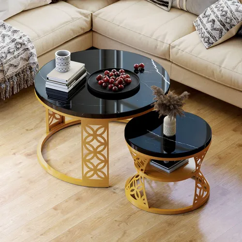okwish Couchtisch-Set 2-teilig rund