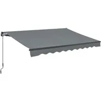 Juskys Gelenkarmmarkise 400 x 300 cm - Terrassen- und Balkonmarkise in Grau mit Kurbel & Halterung, idealer Sonnenschutz für gemütliche Stunden im Freien.