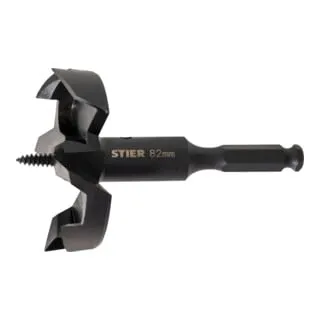 STIER Forstnerbohrer 82 mm - Forstnerbohrer für präzise Schnitte, selbstzuführende Schraubenspitze für schnelles Bohren in Kork, Hartholz und MDF. Hochwertige Verarbeitung garantiert Langlebigkeit und Sicherheit.