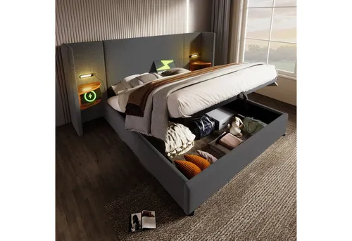 BTM 100cm Couchtisch mit LED-Effekt, Hochglanz-Weiß und Glas