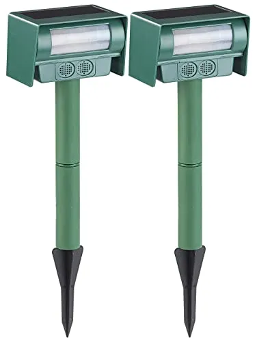 Produktbild Royal Gardineer Solar Katzenschreck: 2er-Set Ultraschall-Tierschrecke, Solar, PIR-Sensor (Katzenschreck Ultraschall, Katzenabwehr mit, Marderschreck Garten)