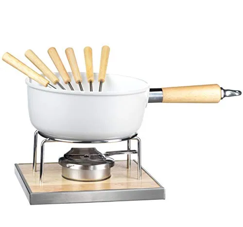 MÄSER 931889 Käsefondue Set für 6 Personen - 9-teiliges Fondue Set für traditionelles Schweizer Käsefondue, inklusive induktionsgeeignetem Topf mit Antihaftbeschichtung und praktischem Brenner für kabellosen Genuss.