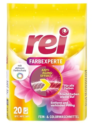 Rei Fein- und Colorwaschmittel für 20 Wäschen - Spezialwaschmittel mit Farbschutz und Anti-Aging-Enzym, ideal für feine und bunte Wäsche, sorgt für strahlende Farben und reduziert Pilling.