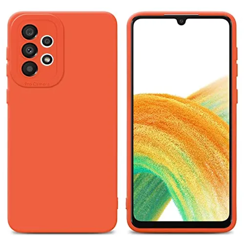 Cadorabo Hülle kompatibel mit Samsung Galaxy A32 4G Schutzhülle TPU Silikon Case Liquid Design mit Kameraschutz Slim Kratzfest Weiche Gummi mit Rundumschutz Case Hülle für Galaxy A32 4G in Orange