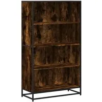 vidaXL Bücherregal Räuchereiche 80,5x35x139 cm - Regal aus Holzwerkstoff mit robustem Metallgestell, ideal für Bücher und Multimedia, verleiht jedem Raum modernen Charme und ist pflegeleicht.