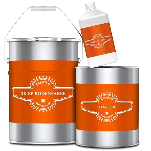 BEKATEQ 2K Epoxidharz Anthrazitgrau 10KG I Bodenbeschichtung UV-optimiert, Selbstentlüftend, Geruchsarm, Betonfarbe für außen & innen I Bodenfarbe für Garagen-, Werkstatt- & Industrieboden BE-702