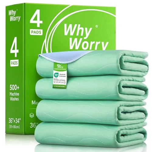 WhyWorry Inkontinenzunterlage Waschbar 86 x 91 cm von WHYWORRY