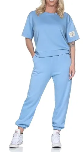 simaranda Damen Jogginganzug, sportlicher Zweiteiler für Freizeit und Sport - Der stilvolle Damen Jogginganzug aus hochwertigem Mischgewebe bietet Komfort und Bequemlichkeit. Ideal für Sport und Freizeit, mit praktischen Taschen und legerem Schnitt für optimale Bewegungsfreiheit.