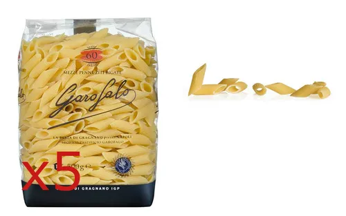 GAROFALO Italienische MEZZE PENNE RIGATE PASTA DI GRAGNANO IGP 5 Stück 500 gr