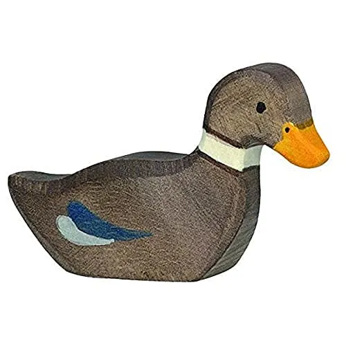 Holztiger Ente schwimmend 80024 - Tierfigur aus Holz, fördert Kreativität und motorische Fähigkeiten bei Kindern