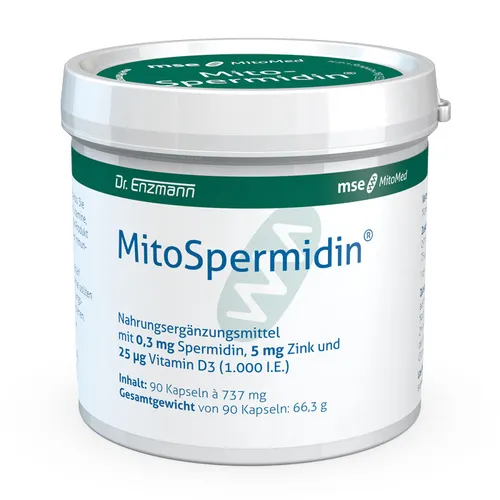 Dr. Enzmann MitoSpermidin® 90 Kaps - MitoSpermidin® 90 Kapseln mit natürlicher Spermidinquelle aus Mikroalgen, ergänzt durch Zink und Vitamin D3. Ideal für eine ausgewogene Ernährung und zur Unterstützung der täglichen Vitalität.