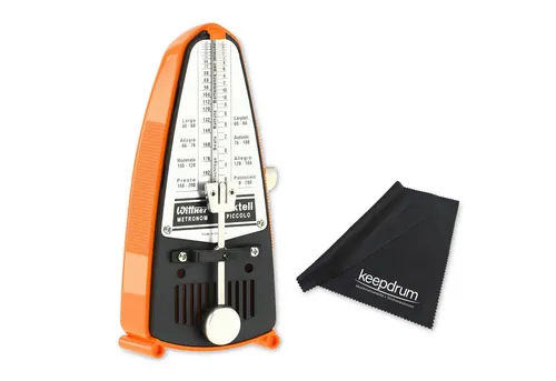 Wittner Metronom Taktell Piccolo Orange - Mechanisches Metronom für Musiker, ideal zur Verbesserung von Timing und Rhythmusgefühl. Robustes Gehäuse, kein Batteriewechsel nötig, und mit gut hörbarem Klick-Sound.
