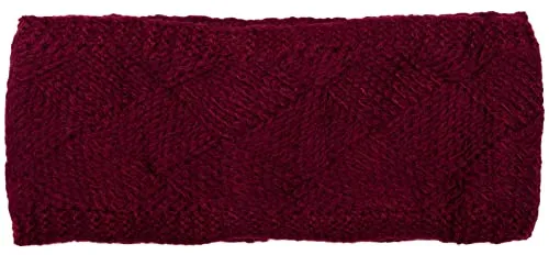styleBREAKER Damen Strick Stirnband einfarbig mit Rauten Muster, Thermo Fleece Futter, Winter Headband Uni 04026062, Farbe:Bordeaux-Rot