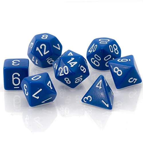 Chessex Opaque Polyhedral 7-Die Sets - Blue w/White