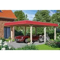 Skan Holz Carport Wendland mit Alu-Dachblende in Rot