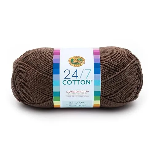 Lion Brand Yarn Company Baumwollgarn, 100% Baumwolle, Kaffee mit Milch, 15,24 x 6,35 x 6,35 cm, Café Au Lait