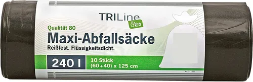 Secolan TRILine Maxi-Abfallsack grün / schwarz 240 Liter 10 Säcke