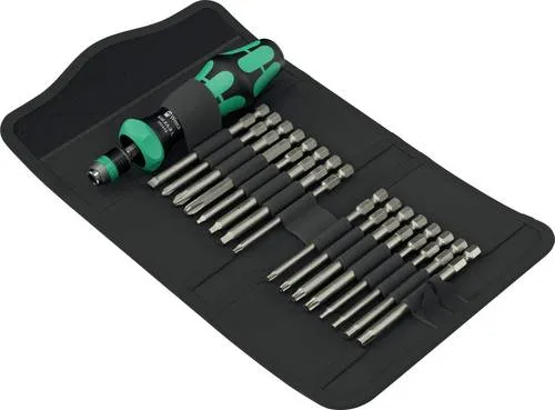 Wera Kompakt 60 RA-R Imperial Bit-Set - 17-teiliges Schraubendreher-Set mit innovativer Ratschenmechanik für schnelles und präzises Arbeiten, inklusive Rapidaptor für blitzschnellen Bitwechsel.