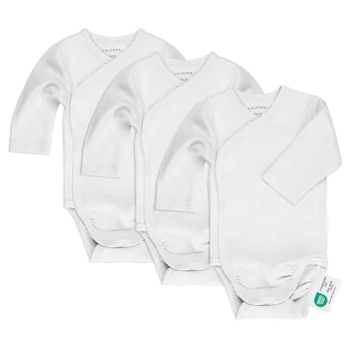 LaLoona Wickelbody Langarm 3er Pack - Baby Body Set - Bodys für Baby-Jungen, aus 100% Baumwolle, ÖkoTex Standard 100 geprüft, mit praktischen Knöpfen für einfaches Wickeln und Anziehen. Ideal für das ganze Jahr!