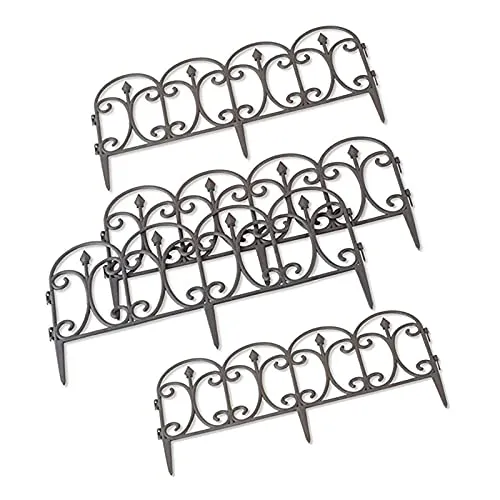 HTI living Zierzaun Schnörkel Nessa – Beeteinfassung 242 cm - Dekorative Beetbegrenzung aus robustem Material, ideal für den Außenbereich. Verleiht Ihrem Garten eine stilvolle Struktur und ist einfach zu montieren.