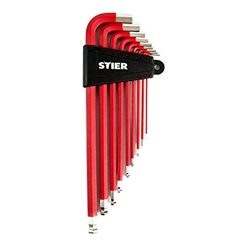 STIER Winkelschraubendreher-Satz, 6kt, 9-teilig, 1,5-10 mm, im praktischen Klapphalter, mit Kugelkopf, Innensechskant Satz,