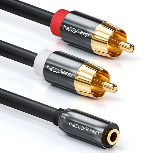 0,5m Klinke zu Cinch Audio Adapter Kabel 3,5mm Buchse zu 2x RCA Cinch Stecker