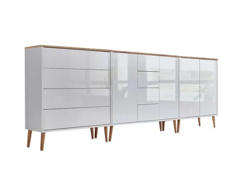BMG Möbel Kommode Sideboard Mailand Set 11 - Hochglanz & Push-to-open - Moderne Kommode in Weiß mit 8 Schubladen und Push-to-open-Funktion, ideal für stilvolle Aufbewahrung im Wohnraum.