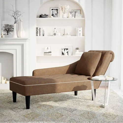 vidaXL Chaiselongue Braun mit Kissen und Rechter Armlehne - Gartenmöbel mit elegantem Design und bequemem Samtbezug, ideal zum Entspannen und Aufwerten deines Wohnraums. Inklusive Lendenkissen für zusätzlichen Komfort.