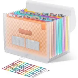 Aktenordner Accordian 12 Fächer A4 Organizer Orange - Der Aktenordner Accordian mit 12 Fächern in leuchtendem Orange sorgt für Ordnung am Arbeitsplatz. Robustes PP-Material, farbige Tabs und ein sicheres Schnallenabdeckungsdesign machen ihn ideal für Schule und Büro.