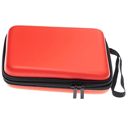 vhbw Tasche kompatibel mit Nintendo 2DS Spielekonsole - Schutzhülle, Tragetasche + Trageschlaufe mit Karabinerhaken, schwarz, rot