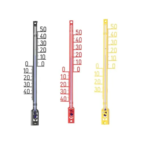 Lantelme 3 Stück Gartenthermometer analog aus Kunststoff | Temperatur (-30) -40 bis +50 °C | Außen Innen Thermometer zum aufhängen – In Deutschland Farben | Wetterfest (BRD)
