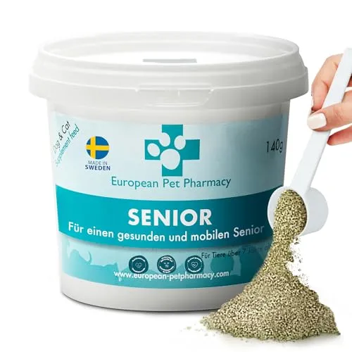 European Pet Pharmacy Senior Joint Care Hund Nahrungsergänzungsmittel Hund für Senioren – Gelenkskomplex Glucosamine Chondroitin - Joint Care für Hunde im Alter von 7+ Jahren - 140 g Pulver