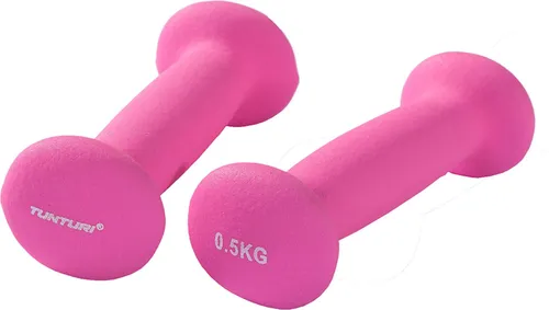 Tunturi 2er Set Kurzhantelset, Fitnessset, 0,5 kg, bunte Kurzhanteln mit Neoptren