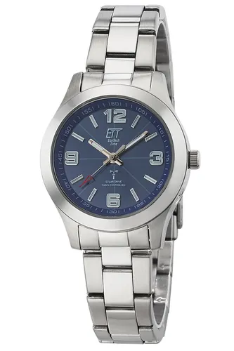 ETT Eco Tech Time Solar Drive Funk Gobi Damenuhr, ELS-11496-31M - Armbanduhren mit innovativer Solar-Funk Technologie, nie wieder Batterien wechseln! Wasserdicht bis 10 bar und sportliches Design mit blauem Ziffernblatt.