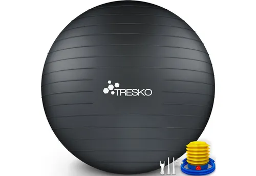 TRESKO Gymnastikball mit GRATIS Übungsposter und Luftpumpe - Der TRESKO Gymnastikball ist ideal für effektives Training und vielseitige Anwendungen. Er fördert die Körperhaltung und ist BPA-frei. Perfekt für Fitness, Yoga und Bürogebrauch!
