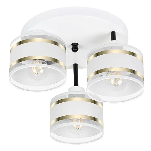 alfalux Deckenlampe mit 3 Lampenschirmen - Moderne LED Deckenleuchte für Wohnzimmer, Schlafzimmer und Küche. Schaffe stilvolle Atmosphäre mit optimaler Lichtverteilung und dimmbaren E27-LEDs. Hergestellt in der EU!