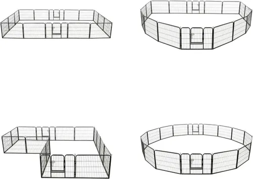 vidaXL Hunde Laufstall 16 Paneele Stahl 60x80 cm Schwarz