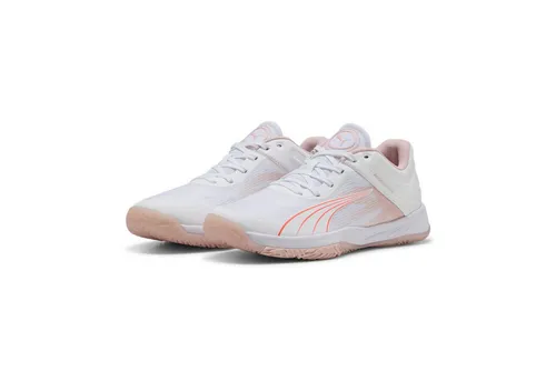 PUMA ACCELERATE TURBO W+ Hallenschuh, Gr. 42 - Damen-Sportschuhe in PUMA White-Glowing Red, ideal für Hallensport mit ProFoam Dämpfung für optimalen Komfort und Unterstützung.