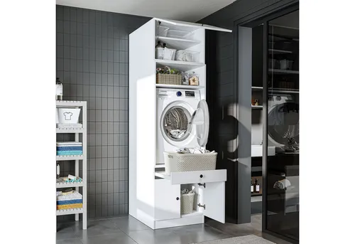 Roomart Waschmaschinenumbauschrank (Waschmaschinenschrank mit Schrankaufsatz Waschturm Mehrzweckschrank)
