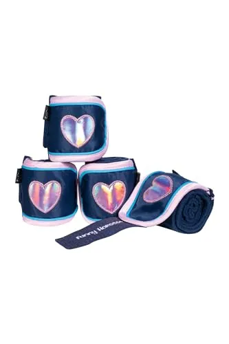 HKM Funny Horses Hearts Fleecebandagen Dunkelblau 150 cm in blau von HKM