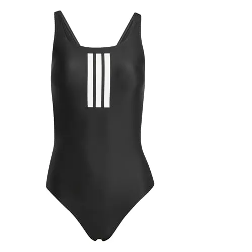 adidas Damen 3 Stripes V-Back Swimsuit, Black/White, 44 von adidas