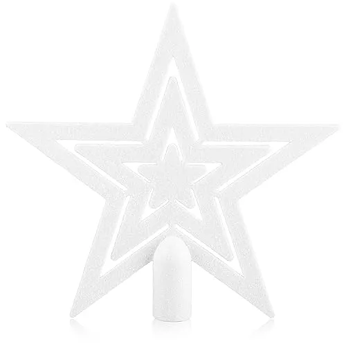 com-four® Weihnachtsbaumspitze Glitzer-Stern - Stern-Spitze für Weihnachtsbaum - Christbaumspitze für Jede Baumspitze - Weihnachtsstern bruchsicher