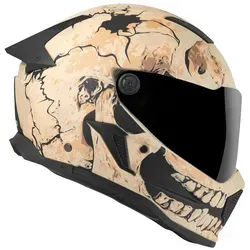 Bogotto Rapto Skull Helm XS - Motorradhelm in beige mit kratzfestem Visier und Pinlock-Vorbereitung, ideal für Sicherheit und Stil auf der Straße.