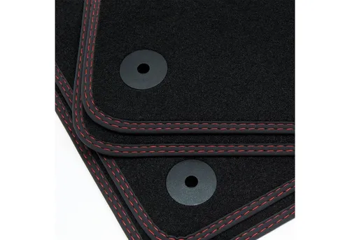 Doppelziernaht Fußmatten für Hyundai ix35 (2010-2015) - Hochwertige Textilfußmatten aus Velours, passgenau und rutschfest. Ideal für den Innenraum, leicht zu reinigen und mit Originalbefestigung. Set mit 4 Matten für optimalen Schutz.