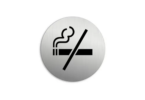 OFFORM DESIGN Hinweisschild Schild Rauchen verboten / Ø 75 mm Edelstahloptik selbstklebend, (1 St)