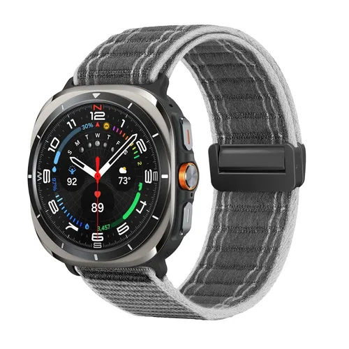 Smartwatch Armband für Samsung Galaxy Watch Ultra 47mm Nylon Textil Magnet Grau